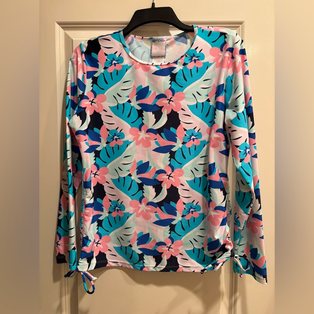 Stella Parker long sleeve Floral Women's swim coverup. Adjustable side ties.